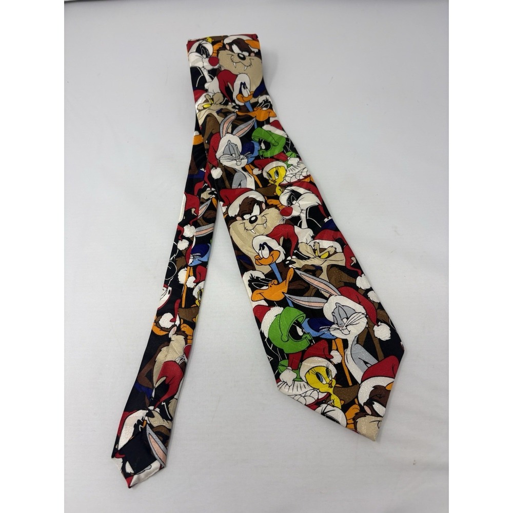 Vintage 1997 Looney Tunes Christmas Silk‎ Men's Tie 90's Cartoons